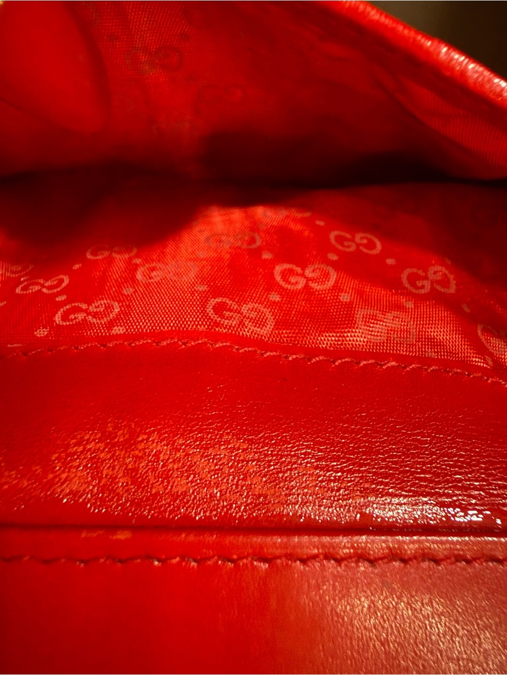 Vintage Gucci Red Leather GG Continental Wallet Clutch Kiss Lock Made in Italy - Picture 12 of 14